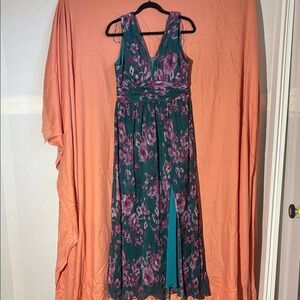 Teal Floral Maxi Dress
